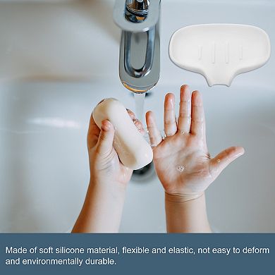 Soap Dish with Drain Tray, Silicone Self Draining Waterfall Soap Saver Holder 1 Pack