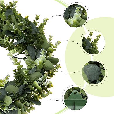3 Pack Eucalyptus Wreath Sets Handmade Fall Wreath Green Leaf Wreath for Window