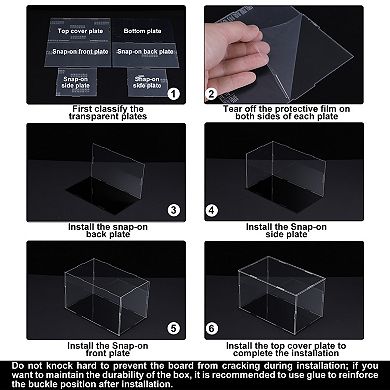 Acrylic Display Case Plastic Cube Storage Box Clear Assemble Dustproof Showcase 14.1x8.2x4.1 Inch