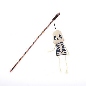 1 pc Portable Bone Pattern Cat Playing Rod for Indoor Black White