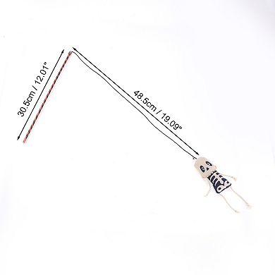 1 Pcs Portable Bone Pattern Cat Playing Rod for Indoor Black White