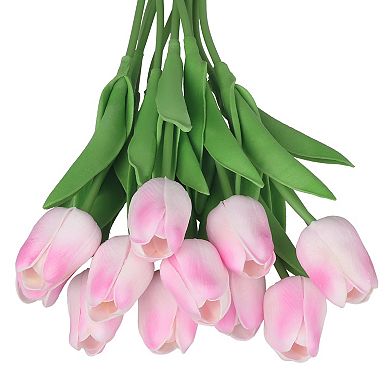 Artificial Tulip Fake Flowers Decor, 12pcs Flower Arrangement Bouquets, and Home Kitchen Decorations