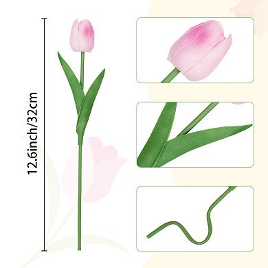 Artificial Tulip Fake Flowers Decor, 12pcs Flower Arrangement Bouquets, and Home Kitchen Decorations
