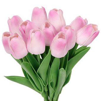 Artificial Tulip Fake Flowers Decor, 12 pc Flower Arrangement Bouquets, and Home Kitchen Decorations