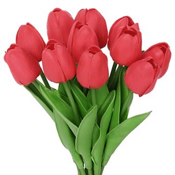 Artificial Tulip Fake Flowers Decor, 12 pc Flower Arrangement Bouquets, and Home Kitchen Decorations