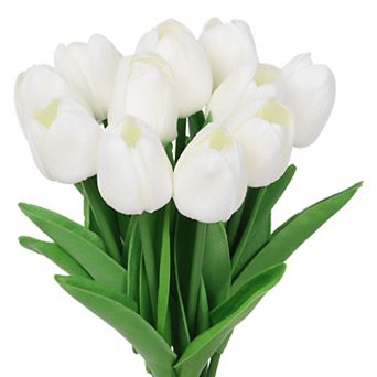 Artificial Tulip Fake Flowers Decor, 12 pc Flower Arrangement Bouquets, and Home Kitchen Decorations