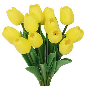 Artificial Tulip Fake Flowers Decor, 12 pc Flower Arrangement Bouquets, and Home Kitchen Decorations
