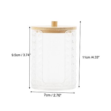 Cylindrical Cover Acrylic Wood Cotton Swab Jar 1 Pc