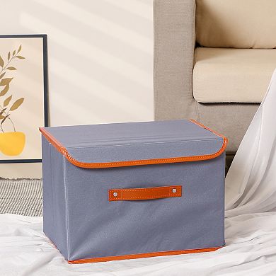 Fabric Storage Bin with Handles and Lid for Shelves Closet, 1 Pcs Collapsible Storage Basket
