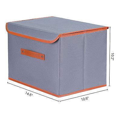 Fabric Storage Bin with Handles and Lid for Shelves Closet, 1 Pcs Collapsible Storage Basket