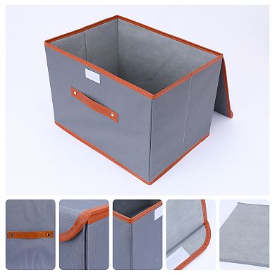 Fabric Storage Bin with Handles and Lid for Shelves Closet, 1 Pcs Collapsible Storage Basket