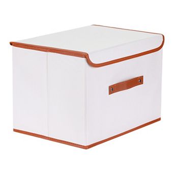 Fabric Storage Bin with Handles and Lid for Shelves Closet, 1 pc Collapsible Storage Basket