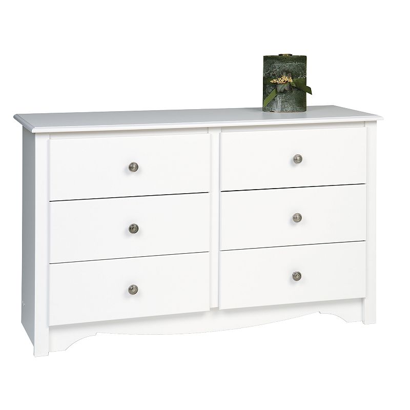 Prepac Monterey 6-Drawer Dresser, White, Furniture