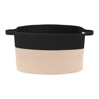 Woven Storage Basket with Handle, Shelf Closet Storage Bin for Blankets, Shoes, Organizer Bin