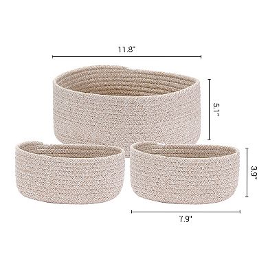 3 Packs Woven Storage Basket, Shelf Closet Storage Organizer Bin for Blankets, Clothes, Shoes