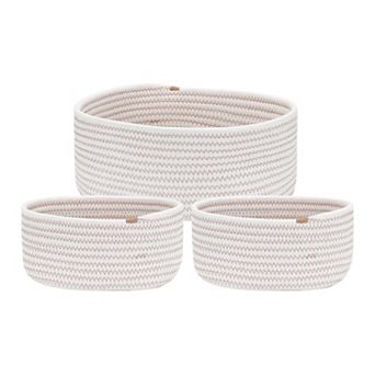 3 Packs Woven Storage Basket, Shelf Closet Storage Organizer Bin for Blankets, Clothes, Shoes