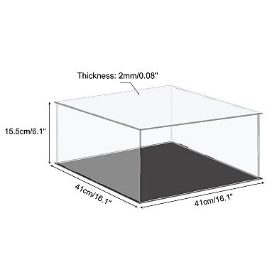 Acrylic Display Case Plastic Cube Storage Box Clear Assemble Dustproof Showcase 16.1x16.1x6.1 Inch