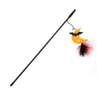 1 pc Convenient Moon Pattern Cat Playing Rod Yellow Orange Black Purple