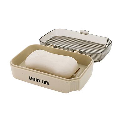 Waterproof with Cover Soap Holder for Bathroom 5.51"x4.13"x1.81" 1Pc