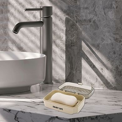 Waterproof with Cover Soap Holder for Bathroom 5.51"x4.13"x1.81" 1Pc