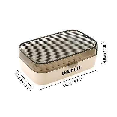 Waterproof with Cover Soap Holder for Bathroom 5.51"x4.13"x1.81" 1Pc