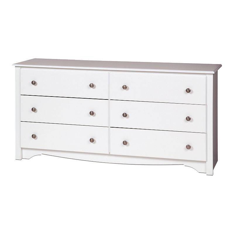91473112 Prepac Monterey 6-Drawer Large Dresser, White, Fur sku 91473112