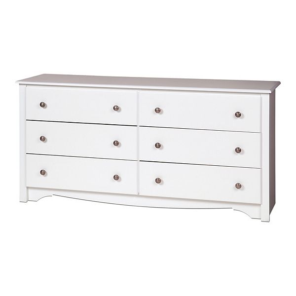 Prepac Monterey 6 Drawer Large Dresser, Large Drawer Dresser White