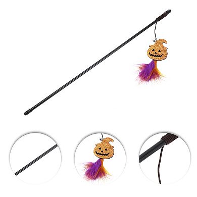 1 Pcs Convenient Pumpkin Pattern Cat Playing Rod for Indoor Orange Black Purple