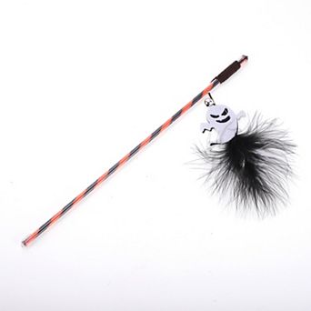 1 pc Convenient Ghost Pattern Cat Playing Rod for Indoor Black White