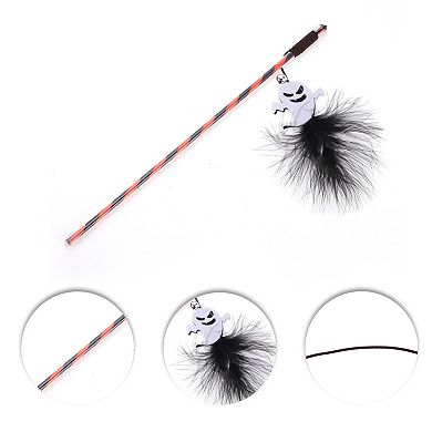1 Pcs Convenient Ghost Pattern Cat Playing Rod for Indoor Black White