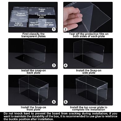 Acrylic Display Case Plastic Box Cube Storage Box Clear Assemble Dustproof Showcase 16.1x8.3x10 Inch