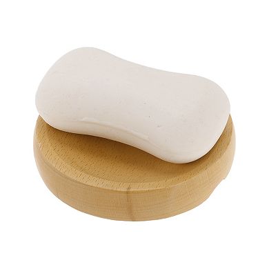 Portable Round Soap Dish for Bathroom for Kitchen 3.94"x3.94"x0.79" Brown 1 Pc