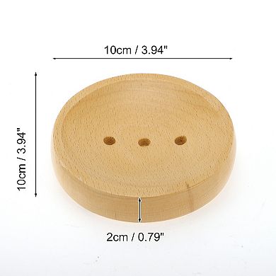 Portable Round Soap Dish for Bathroom for Kitchen 3.94"x3.94"x0.79" Brown 1 Pc
