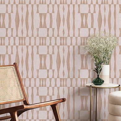 Tempaper Faux Grasscloth Geo Textured Peel and Stick Wallpaper
