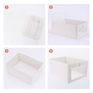 Fabric Storage Bin, 1 Pcs Collapsible Storage Basket Clothes Books Beige 16"x 11"x 7"