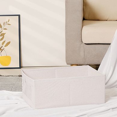 Fabric Storage Bin, 1 Pcs Collapsible Storage Basket Clothes Books Beige 16"x 11"x 7"