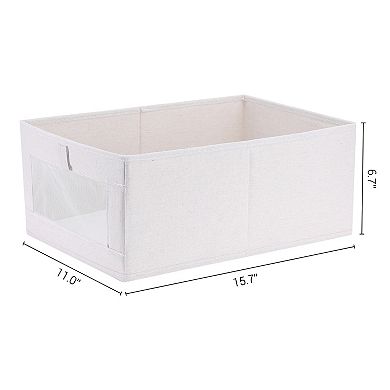 Fabric Storage Bin, 1 Pcs Collapsible Storage Basket Clothes Books Beige 16"x 11"x 7"