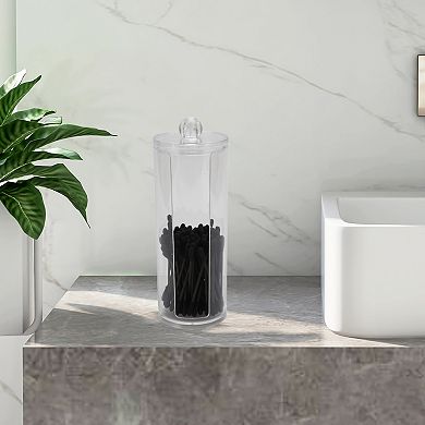 Heightened U-shaped Cup Acrylic Cotton Swab Jar for Bathroom Kitchen Clear 1 Pc