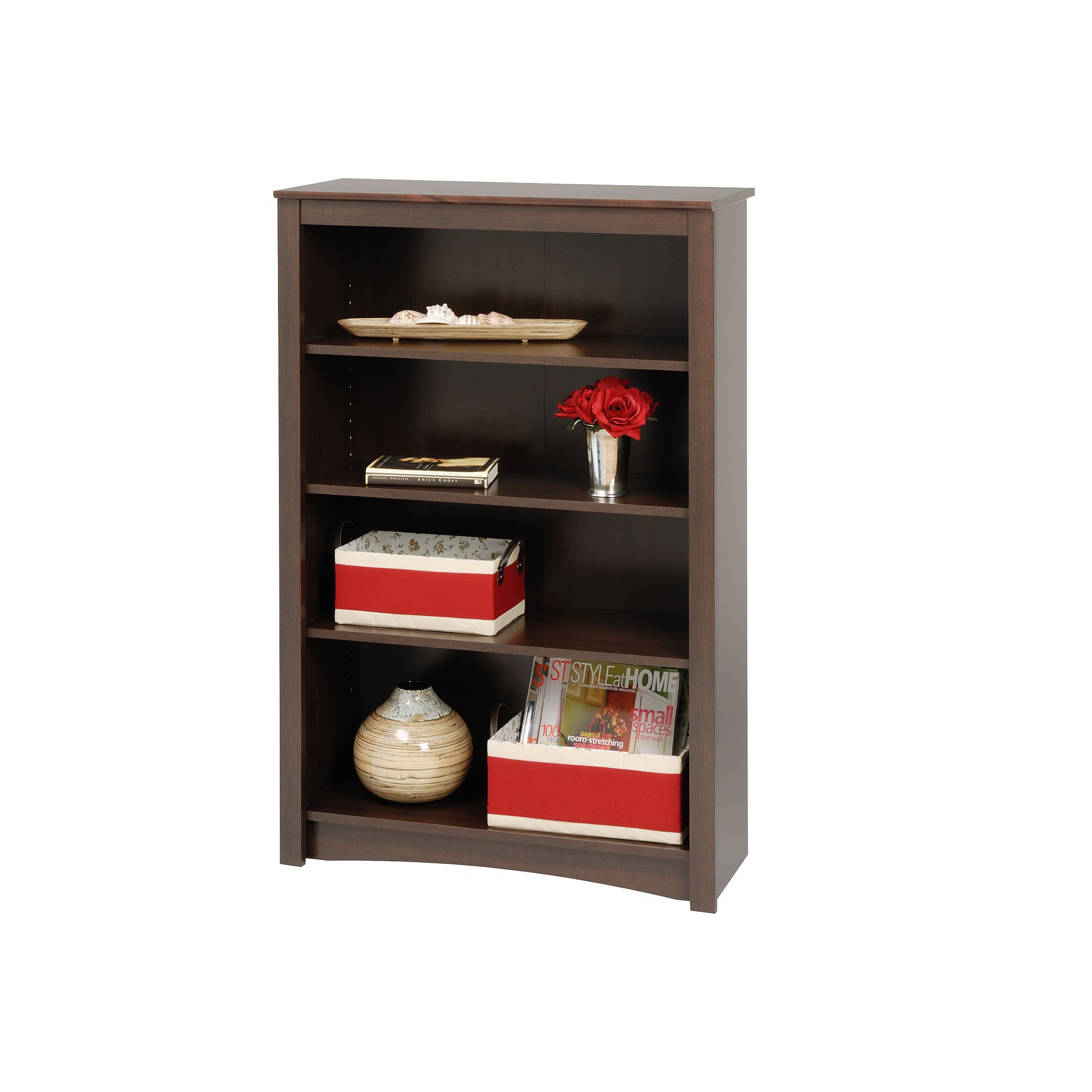 Prepac 4-Shelf Bookcase, Brown