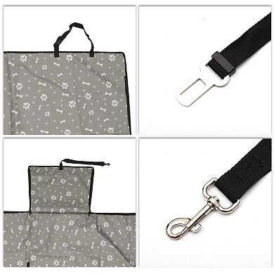 Waterproof Car Seat Cover for Dog Cat Paw Prints 1 Pc