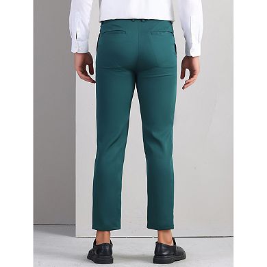 Business Dress Pants for Men's Flat Front Formal Solid Color Straight Trousers