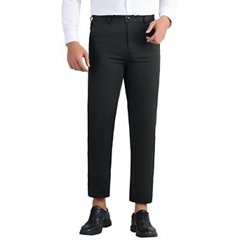 Business Dress Pants for Men's Flat Front Formal Solid Color Straight Trousers