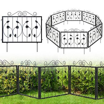Decorative Garden Fence with 8 Panels Animal Barrier