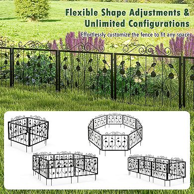 Decorative Garden Fence with 8 Panels Animal Barrier