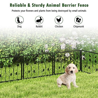 Decorative Garden Fence with 8 Panels Animal Barrier