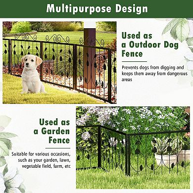 Decorative Garden Fence with 8 Panels Animal Barrier