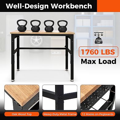 48 Inch Adjustable Work Bench With Power Outlets