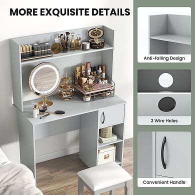 Home Office Desk With Raised Display Shelf And 2 Open Shelves