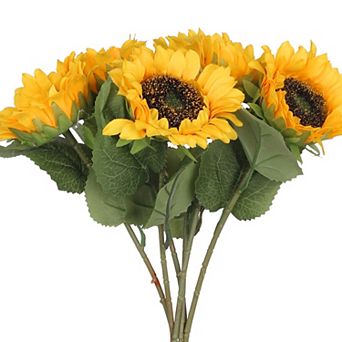 Artificial Flowers, 18.9" Fake Sunflower Bouquets Long Stem Bunches for Decor 6 pc Yellow