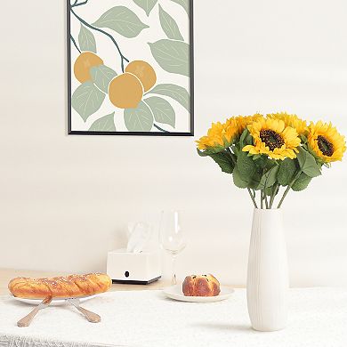 Artificial Flowers, 18.9" Fake Sunflower Bouquets Long Stem Bunches for Decor 6pcs Yellow